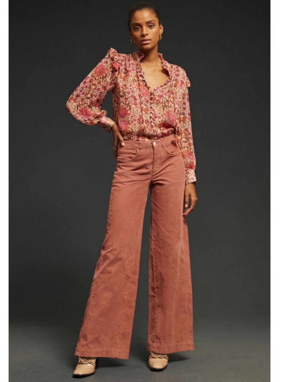 Anthropologie Pilcro The Gwen Wide-Leg Corduroy Pants 26 Waist